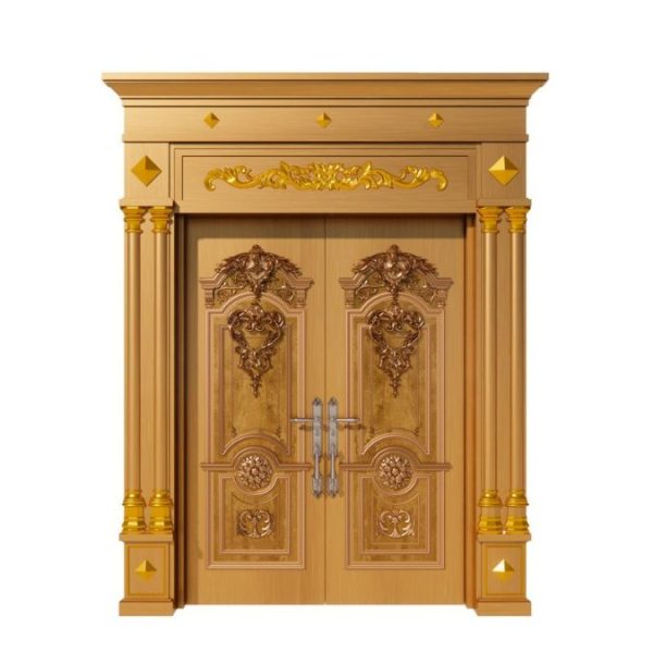 Cửa thép vân gỗ 2 cánh cao cấp HHD-F1 màu gold