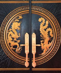 Huỳnh hoa văn Cửa thép vân gỗ 2 cánh cao cấp HHD-F2