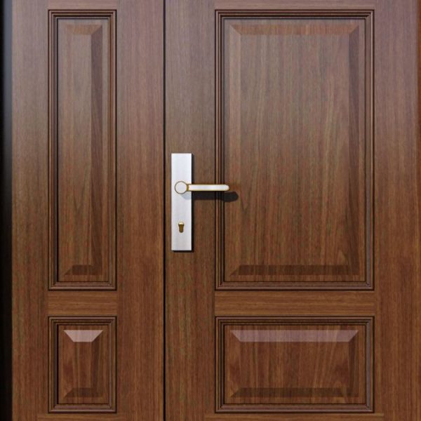 Cửa thép vân gỗ 2 cánh lệch HHD-L1