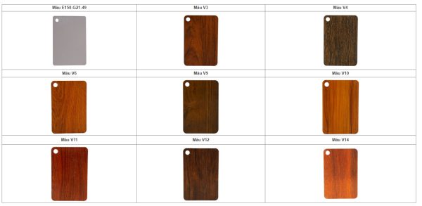 Bảng màu cửa thép vân gỗ Hoa Hằng Door
